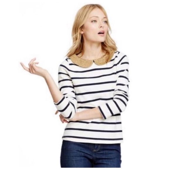 Boden Striped and Gold Sparkle Collar Sz 12 - Picture 5 of 12